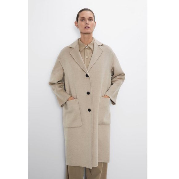 Zara Patch Pocket Wool Blend Coat - Picture 10 of 12